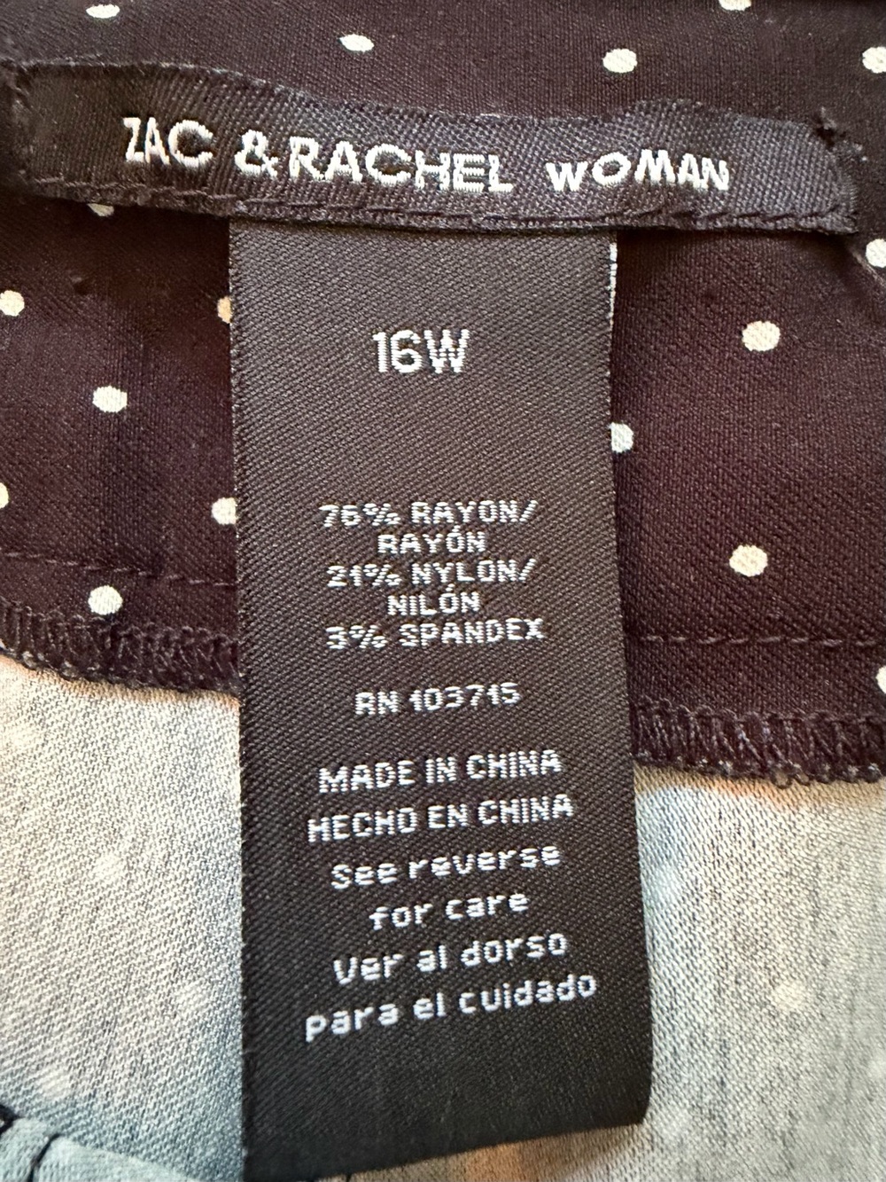 Zac & Rachel Woman 16W Black White Polka Dot Pull On Stretch Skort Pockets EUC - Picture 4 of 8